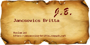 Jancsovics Britta névjegykártya